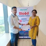 Employees participating in iServeU CSR blood donation